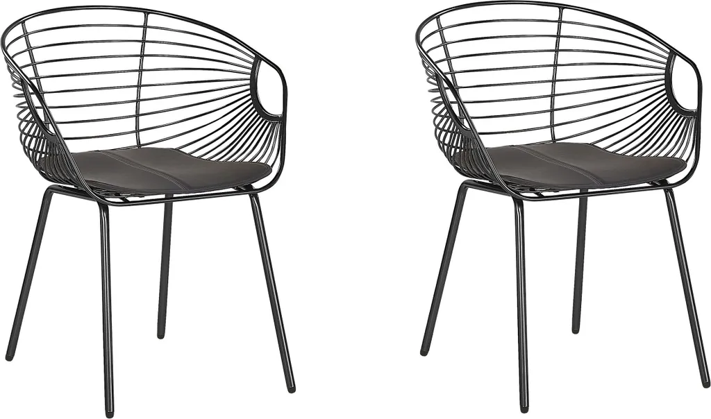 Chaises de Salle à Manger Style Industriel Noir en Métal et Similicuir