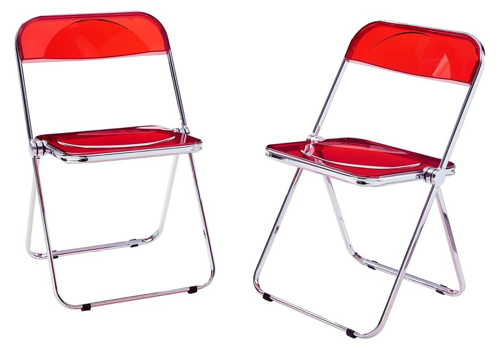 Klappstuhl Pornainen 2er Set klappbare Esszimmerstühle 74 x 46 x 47 cm Schreibtischstuhl bis 120 kg belastbar Küchenstühle mit Metallgestell Rot...