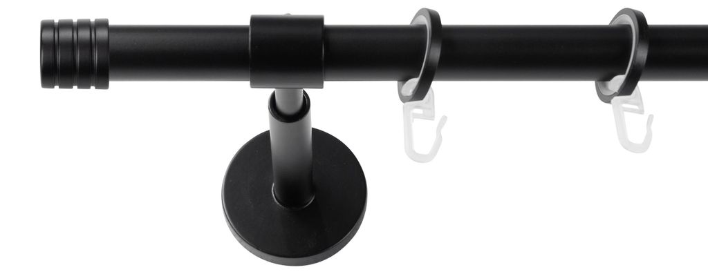 SN Deco Gardinenstange Lille, 19 mm, 1-läufig, Stahl, Komplett-Set mit Ringen, geschlossener Träger, 240 cm, schwarz
