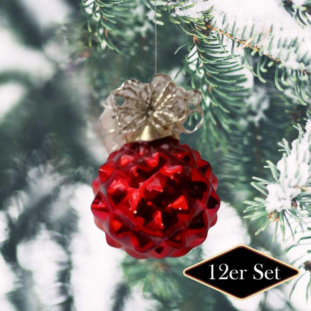 Premium Weihnachtskugel rot, strukturiert glänzend – handgemacht in Indien