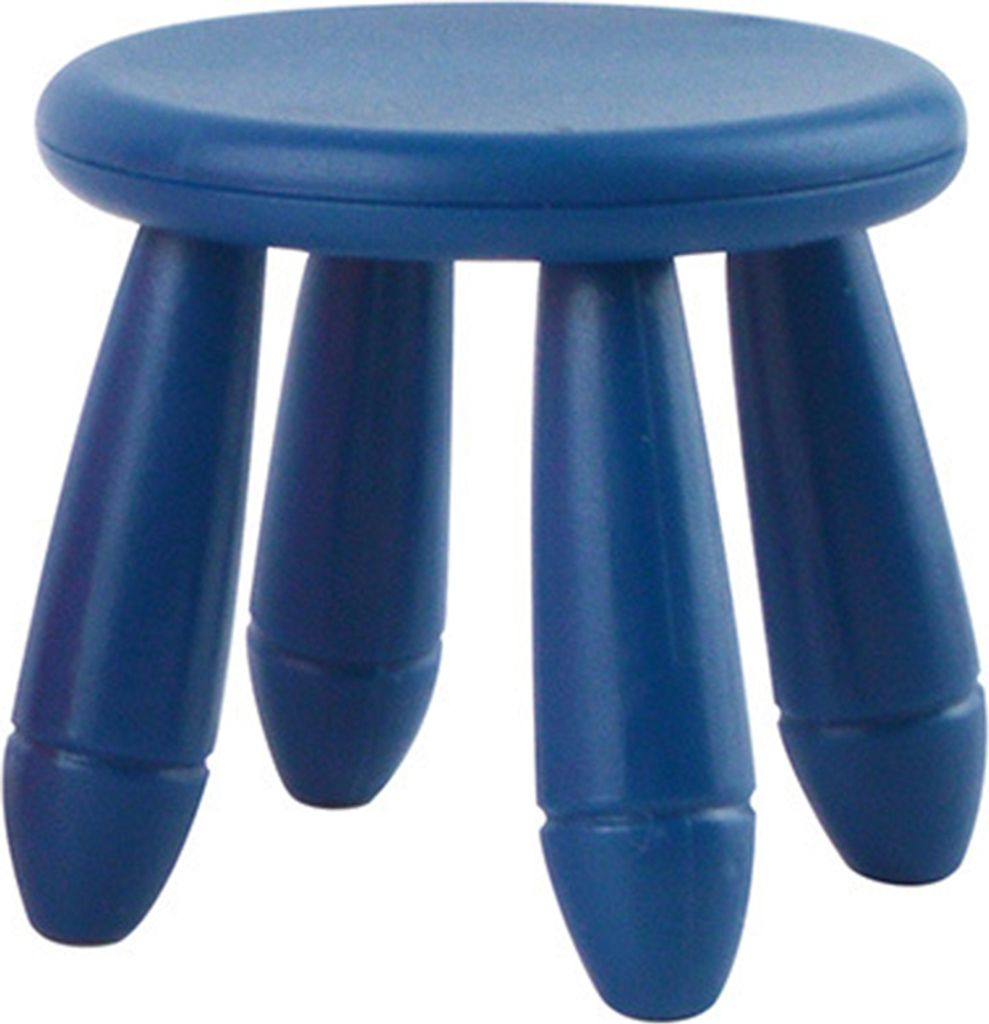 1:12 Runde Stuhlmodell realistische kleine hohe Reduktion Nicht deformierbare dekorative PVC-Miniaturhocker-Spielzeug-Spielzeugpuppenhaus-Dunkelblau