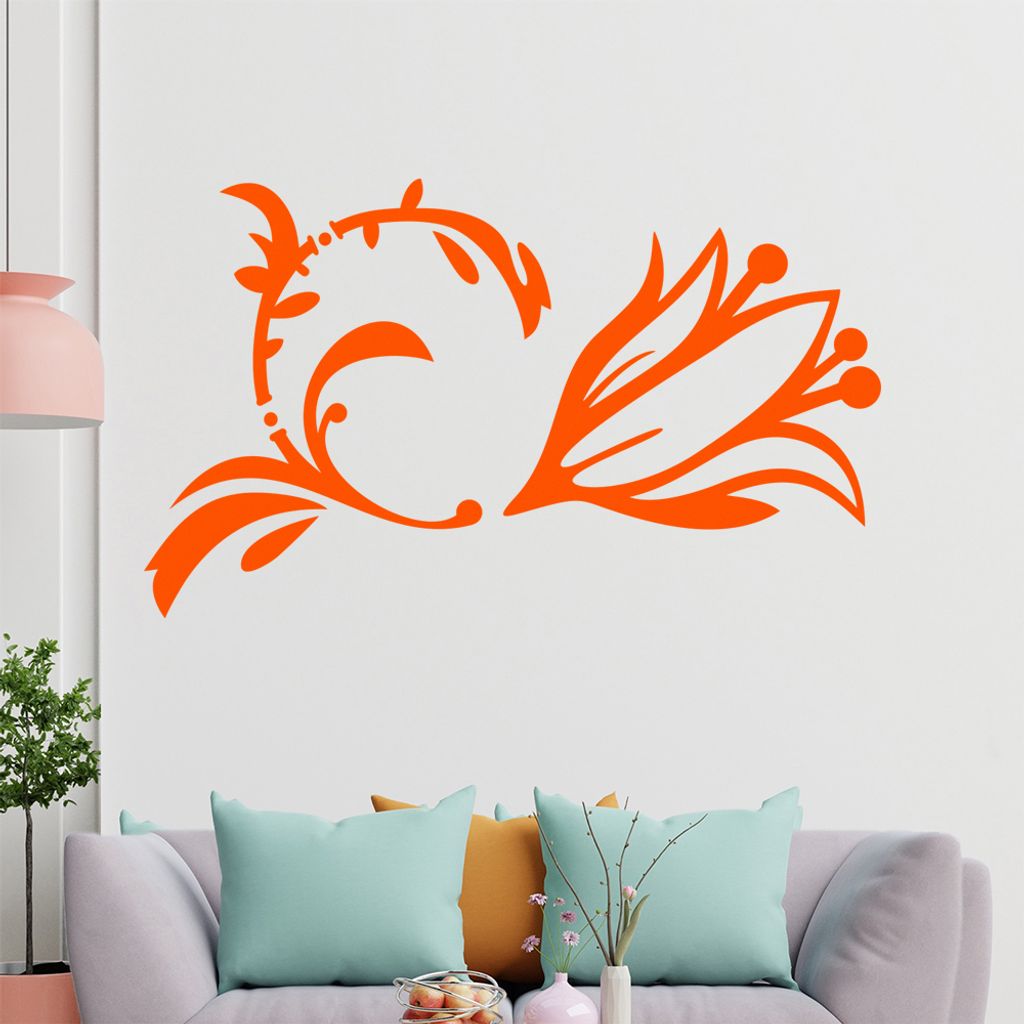 Blume - Ranken Wandtattoo in 6 Größen - Wandaufkleber Wall Sticker - Dekoration, Küche, Wohnzimmer, Schlafzimmer, Badezimmer