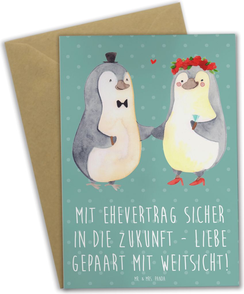 Mr. & Mrs. Panda Grußkarte Ehevertrag Zukunft - Meeresbrise - Geschenk, einladungskarten, Geschenke, finanzielle Regelung, Sicherheit, osterkarten...