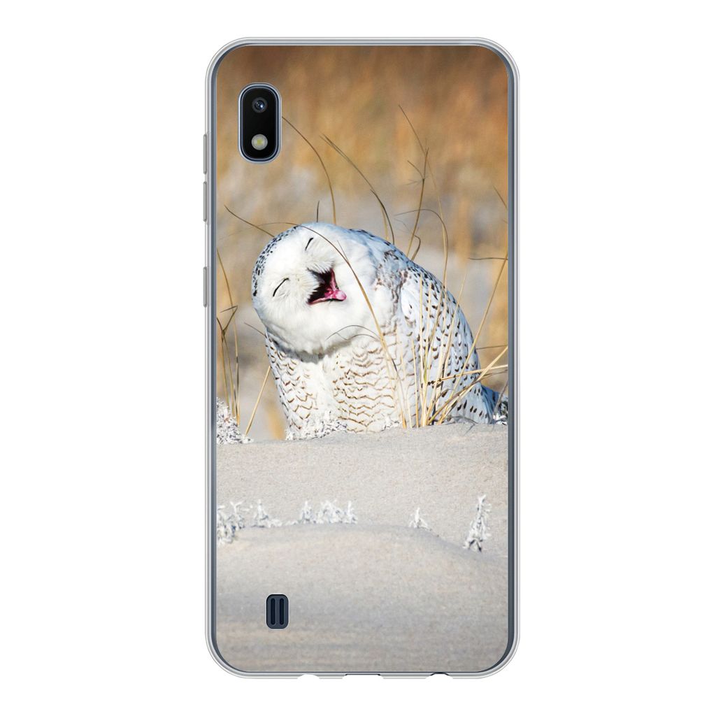 MuchoWow Handyhülle Schutzhülle Hülle für Samsung Galaxy A10 Eule - Schnee - Düne Silikon Softcase Handy Hülle - Schutzhülle