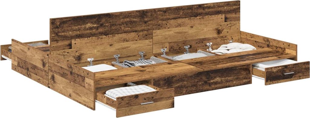 Aufbewahrungsbettgestell Altholz 150 x 200 cm Holzwerkstoff