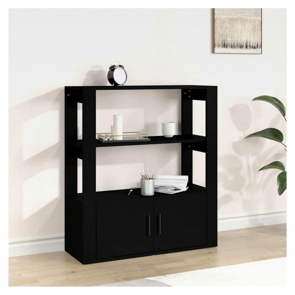 Sideboard, Schwarz, 80 x 30 x 90 cm, Holzwerkstoff