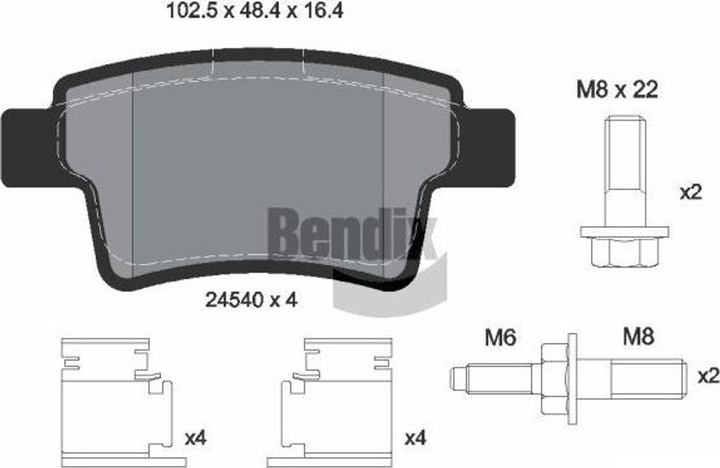 BENDIX Braking BPD1102 Bremsbelagsatz, Scheibenbremse OE 1611141080 kompatibel mit C4