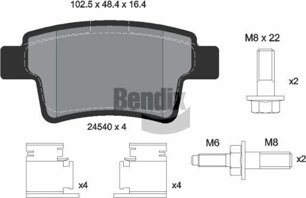 Plaquettes de frein BENDIX BPD1102 pour C4 - OE 1611141080 Qualité