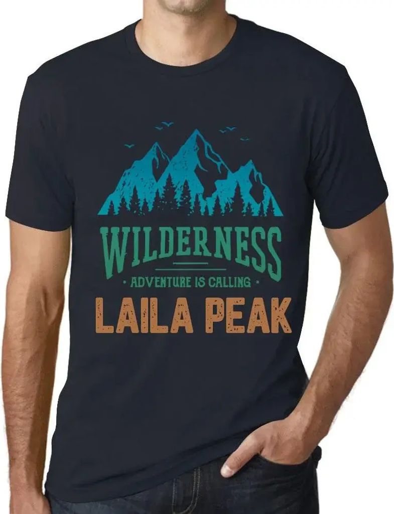 Herren Grafik T-Shirt Die Wildnis das Abenteuer ruft den Laila Peak – Wilderness, Adventure Is Calling Laila Peak – Öko-Verantwortlich Vintage
