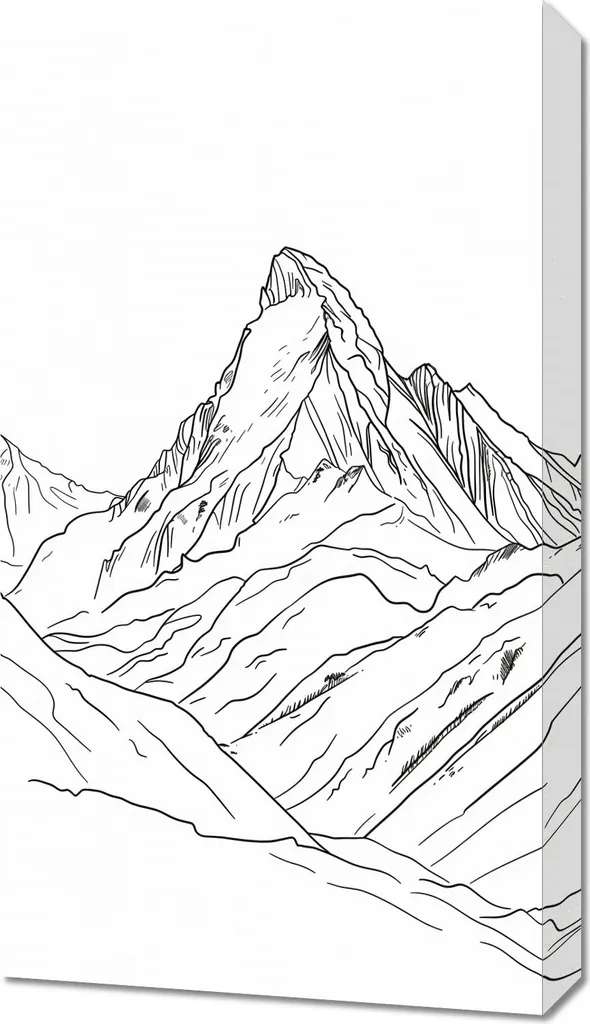 Esquisse de montagne 40 x 70 cm pour Salon - Cadre Mural Nature Zen