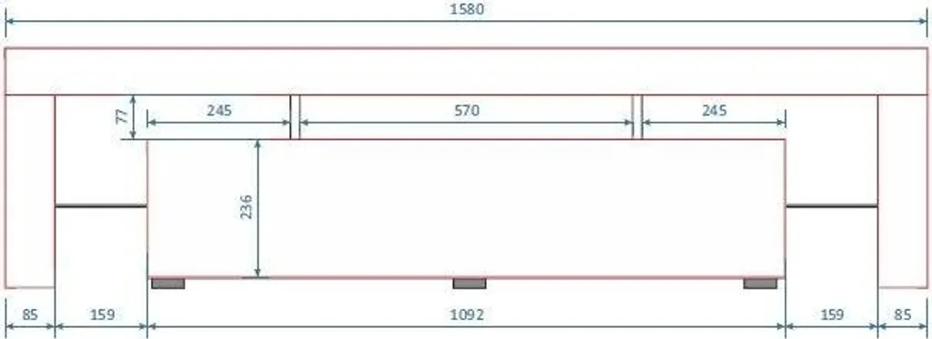 Lit Cama TORO158 SZ/BI Gris en aggloméré avec 2 étagères intégrées