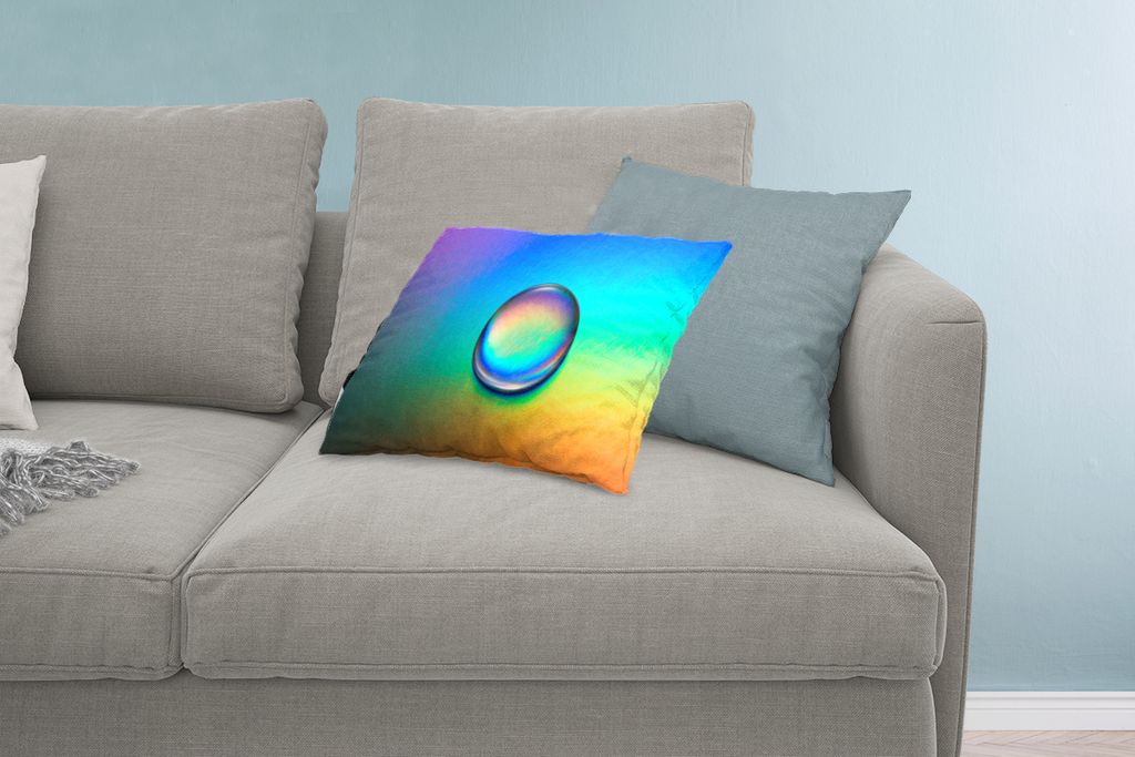 MuchoWow Zierkissen Sofakissen Wohnzimmer Dekokissen 60x40 cm Regenbogen - Blasen - Wasser - Kopfkissen - Polster mit Foto