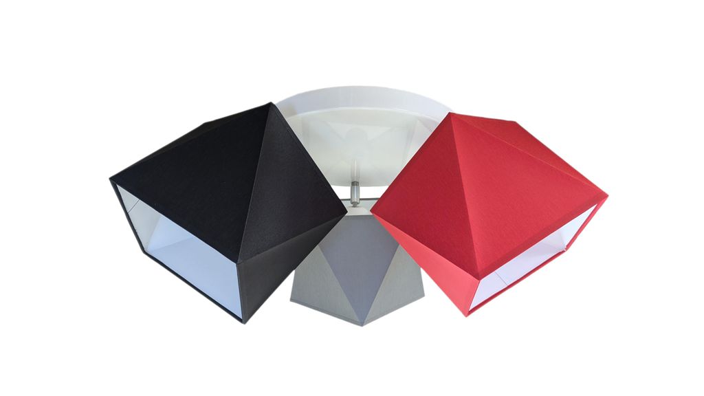 Deckenleuchte Deckenlampe Kinderleuchte Kinderlampe Leuchte Lampe mehrfarbig Stern Metall 230V (N149-G3 Glatt, Rot-Grau-Schwarz)