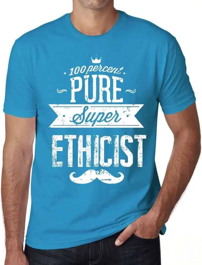 Herren Grafik T-Shirt 100%ige Super-Ethikerin – 100% Pure Super Ethicist – Öko-Verantwortlich Vintage Jahrgang Kurzarm Lustige Druck Geburtstag