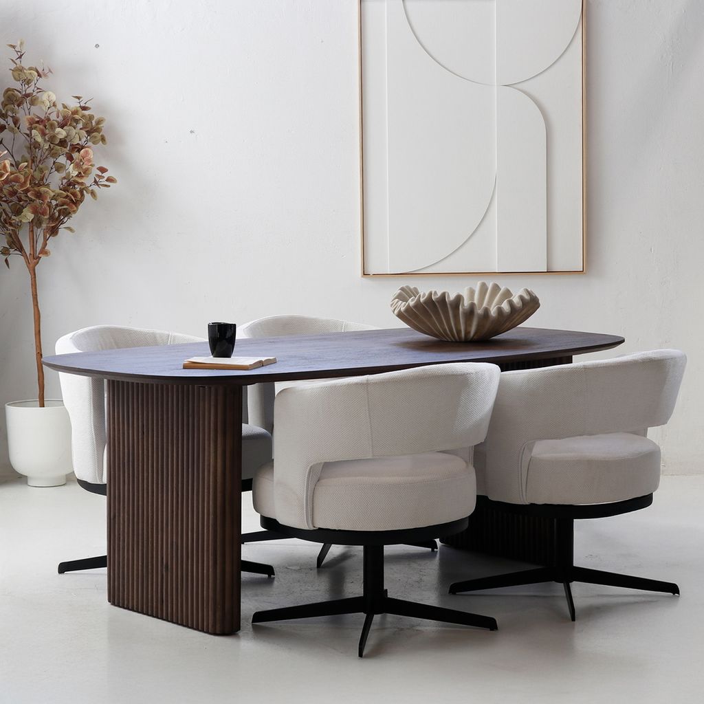 Dänischer Tisch Oval Mangoholz Braun - 240x100x76 cm - Juro