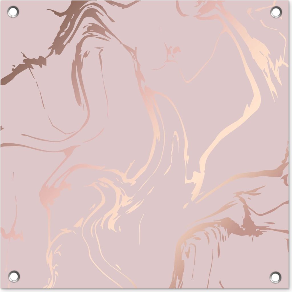 MuchoWow 50x50 cm Outdoor-Poster Gartendeko Sichtschutz Garten Poster für den Garten Marmor - Roségold - Linie