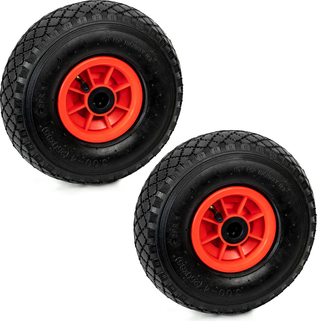 2er Set Grafner® Sackkarren/Bollerwagenrad 3.00-4 PU Luftbereifung Kunststoff Felge