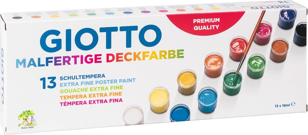 GIOTTO Schulmalfarben farbsortiert 13x 18,0 ml (F351300) Produktbild 