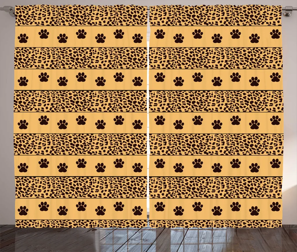 Rideau à Fronces avec Boucles et Crochets Safari Brun - Format 280x225cm