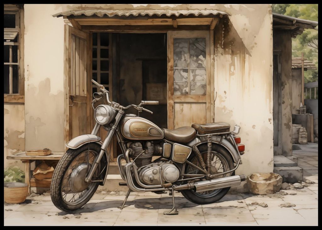 Plakat 84,1x59,4cm Motorrad Einsame Flucht