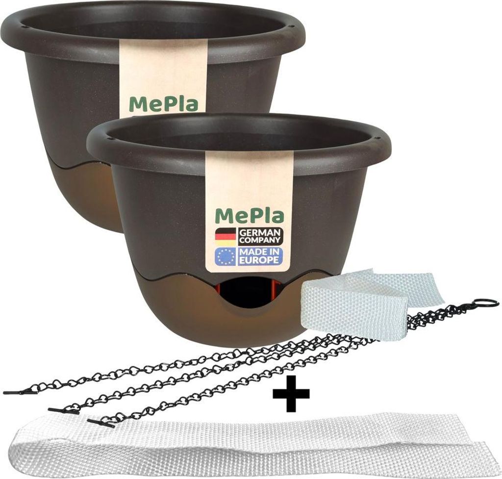 MePla - 2 Stück Ampel Mareta ø25 Braun/Bronze + 1 x Ersatzbewässerungsband