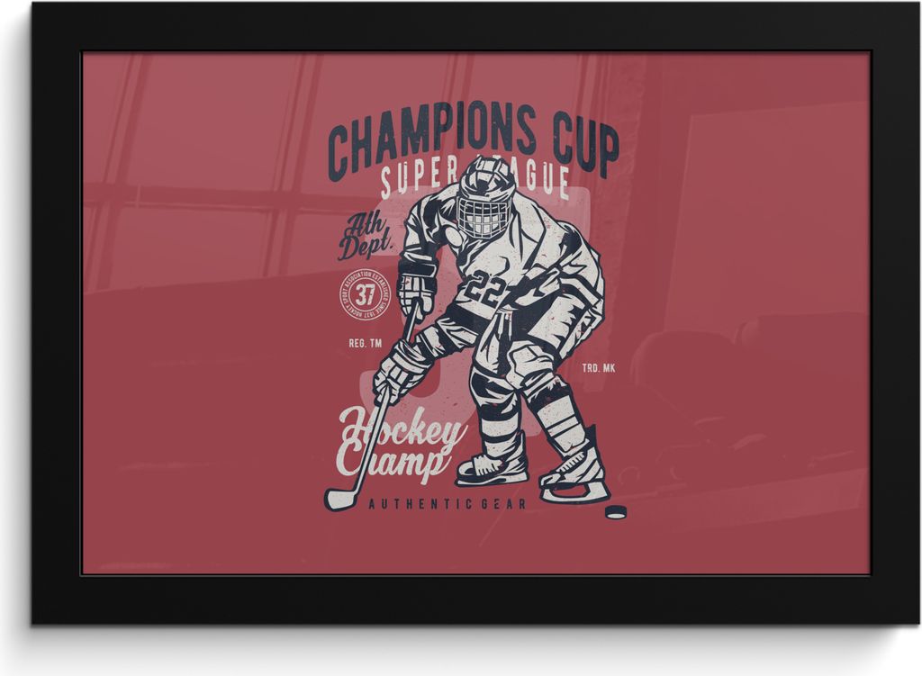 MuchoWow MuchoWow Gerahmtes Poster Eishockey-Schlittschuhe - Sport - Vintage 30x20 cm - Poster mit zchwarzem Bilderrahmen - Kunstdruck - Bild-P...