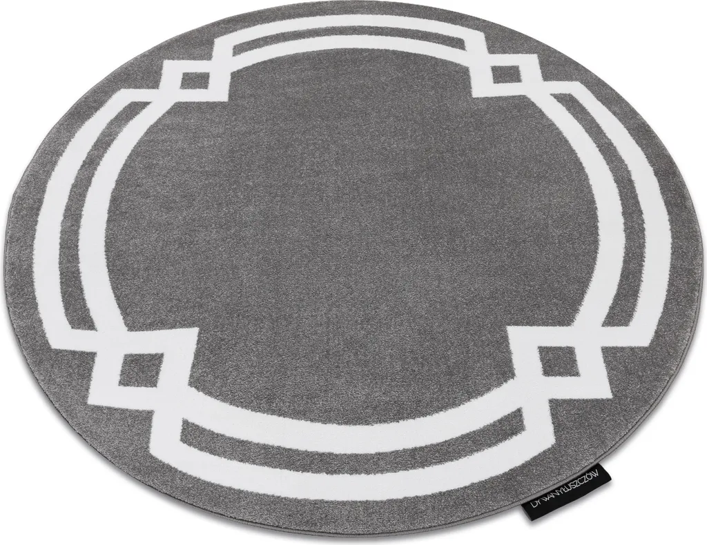 Tapis gris rond 160 cm HAMPTON Lux - Anti-glisse et facile à nettoyer