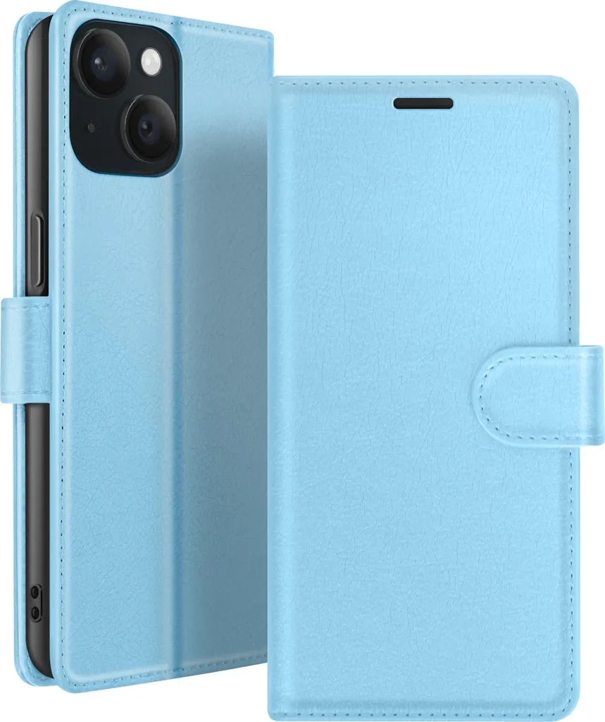 Custodia Flip Zanaé per iPhone 15: Blu Chiaro, Protezione e Stile
