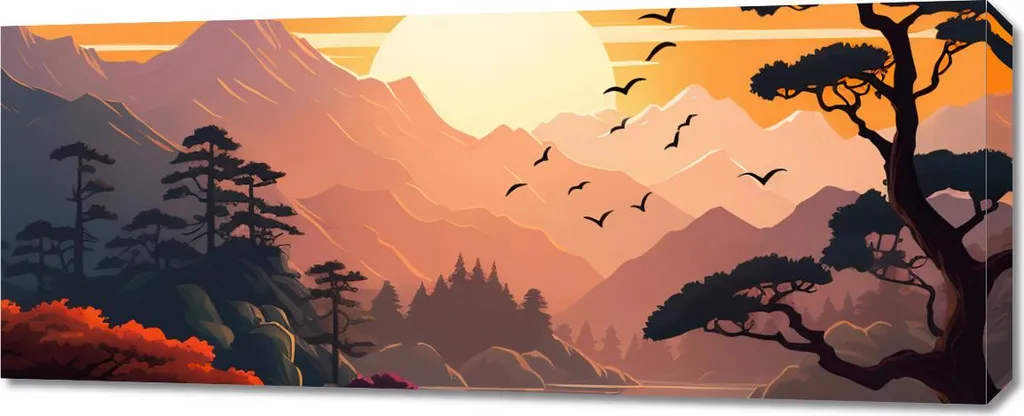 Image 100 x 40 cm Nuit dorée - Tableau panoramique format XXL premium