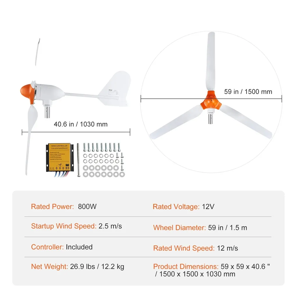 Éolienne 12V 800W MPPT : fini les batteries vides en site isolé
