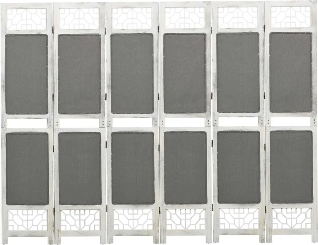 Cloison de séparation 6 panneaux en tissu gris robuste 210x165 cm