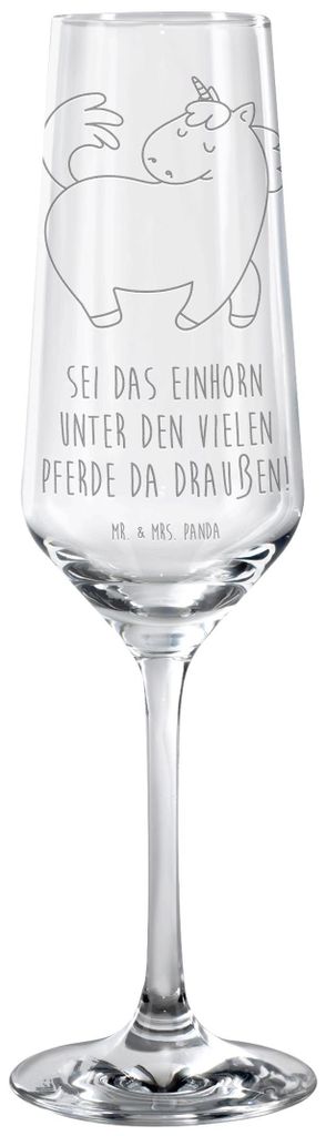 Mr. & Mrs. Panda Champagnerglas Einhorn Stolzieren - Transparent - Geschenk, Reiter, Sektkelch, Einhörner, Reiten, Pferd, Sektglas graviert, Glas,...