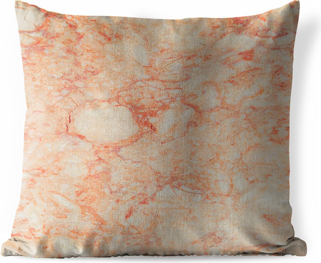 MuchoWow Outdoor Kissen - Marmor - Rot - Orange - 60x60 cm - Wetterfest - Lounge Kissen - Dekoration - Schlaf Kissen