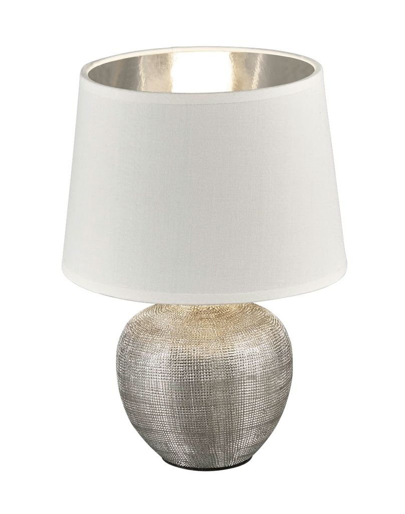 Lampa stołowa LUXOR srebrno-biała 1xE14x40W tkanina Zdjęcie produktu 