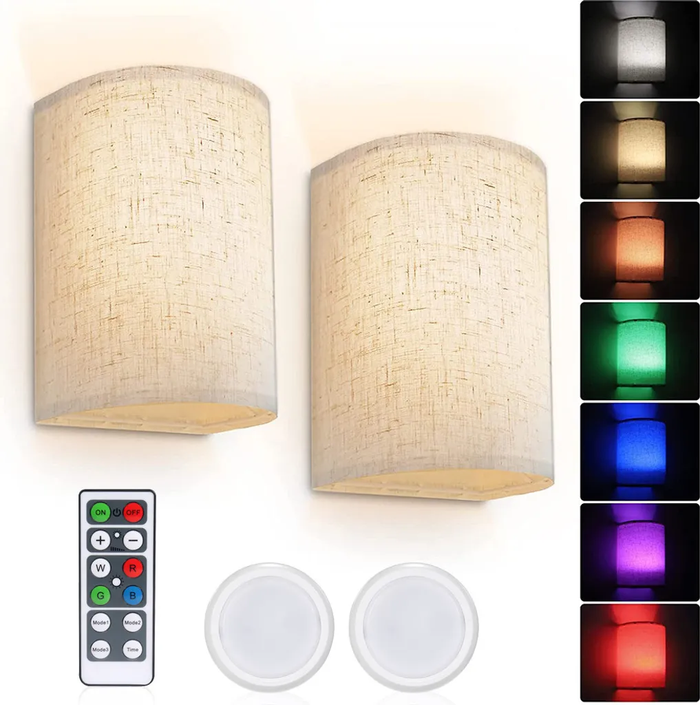 Applique Murale sans Branchement Électrique LED Tissu Blanc Crème x2