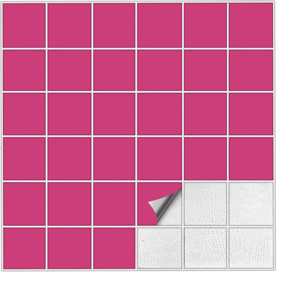 Fliesenaufkleber Für Bad, Küche etc Pink 41 matt 7 x 7 cm 25 Stück