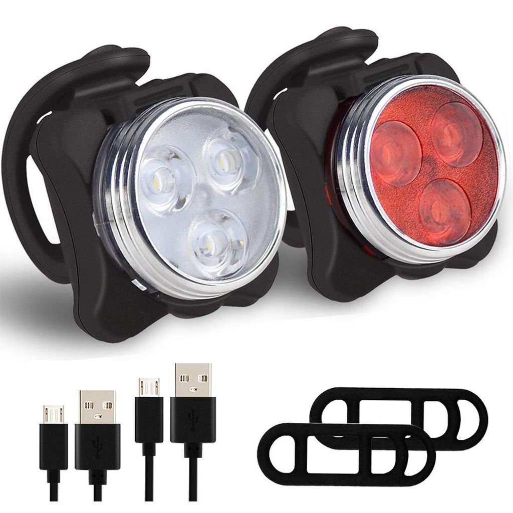 LED Fahrradlampe Rücklicht Set USB Fahrradbeleuchtung Scheinwerfer Licht IPX4 