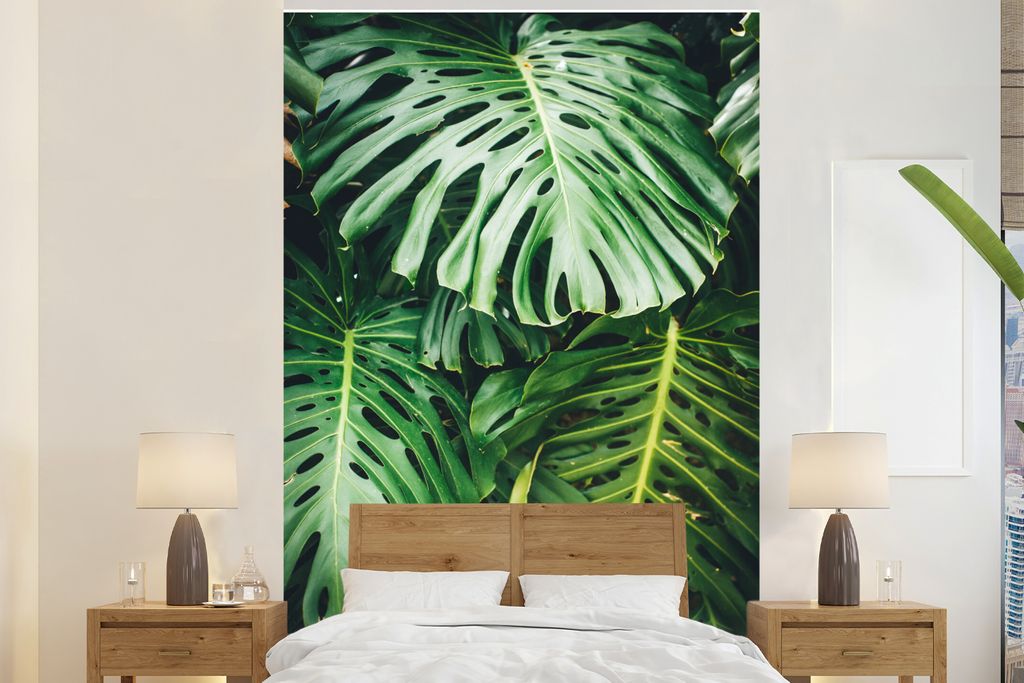 MuchoWow Fototapete für Wohnzimmer oder Schlafzimmer Wandtapete Vinyl Motivtapete Musterblätter - 170x260 cm - Wohnzimmertapete
