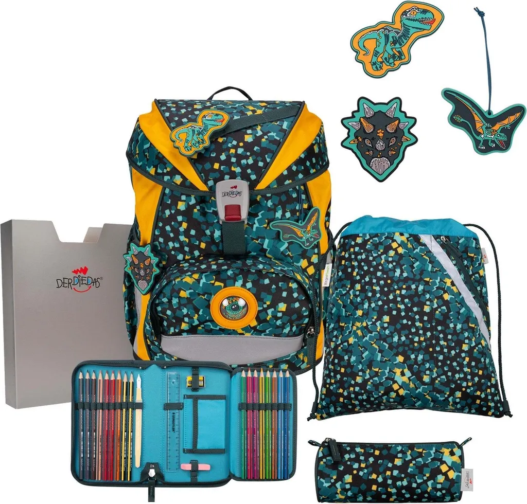 Cartable ultra léger DerDieDas ErgoFlex Dino Time 5 pièces pour enfant