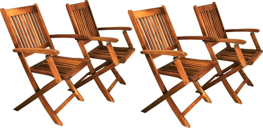 Gartenstuhl 4er Set, Gartensessel, Klappstuhl aus Akazienholz