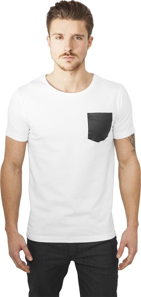 Urban Classics - SLUB Kunstleder POCKET Shirt weiß - S