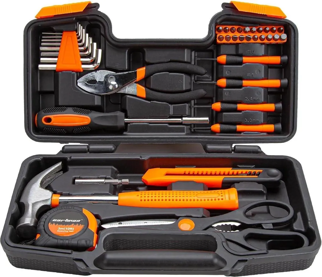 Cartman Set d'outils 39 pièces orange avec boîte de rangement robuste