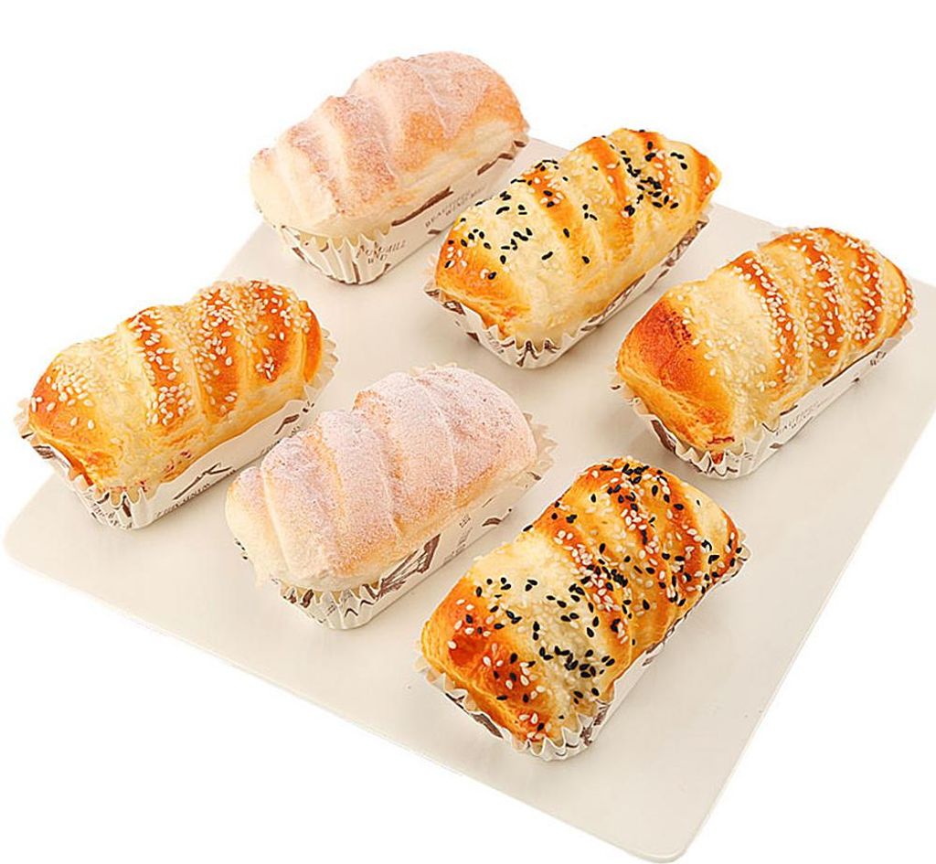 6 Stück künstliches Brot, Simulationsmodell, PU, lange Sesam-Ornamente, Fotografie-Requisiten, Heimdekoration