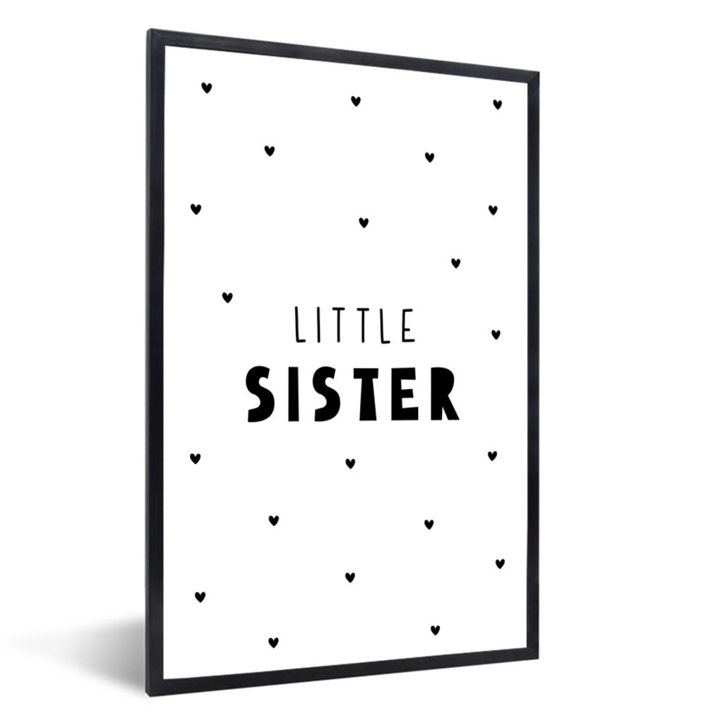 MuchoWow Gerahmtes Poster Mädchen - Kleine Schwester - Sprichwörter - Zitate 60x90 cm - Poster mit Schwarzem Bilderrahmen Wandposter Rahmen Fot...