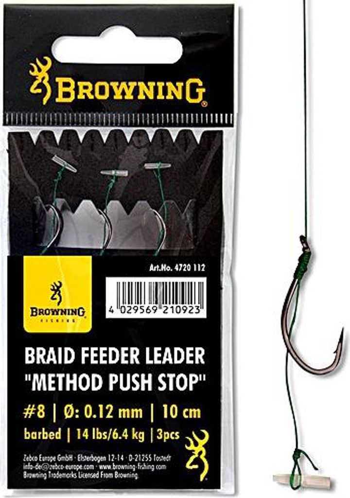 Browning Braid Feeder Leader Method Push Stop Bronze #4 7,3KG 16LBS 0,14mm 10cm / Vorfachhaken