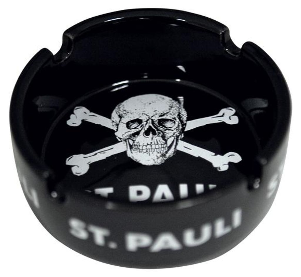 FC St. Pauli Aschenbecher Totenkopf Schwarz, Original Produktbild 