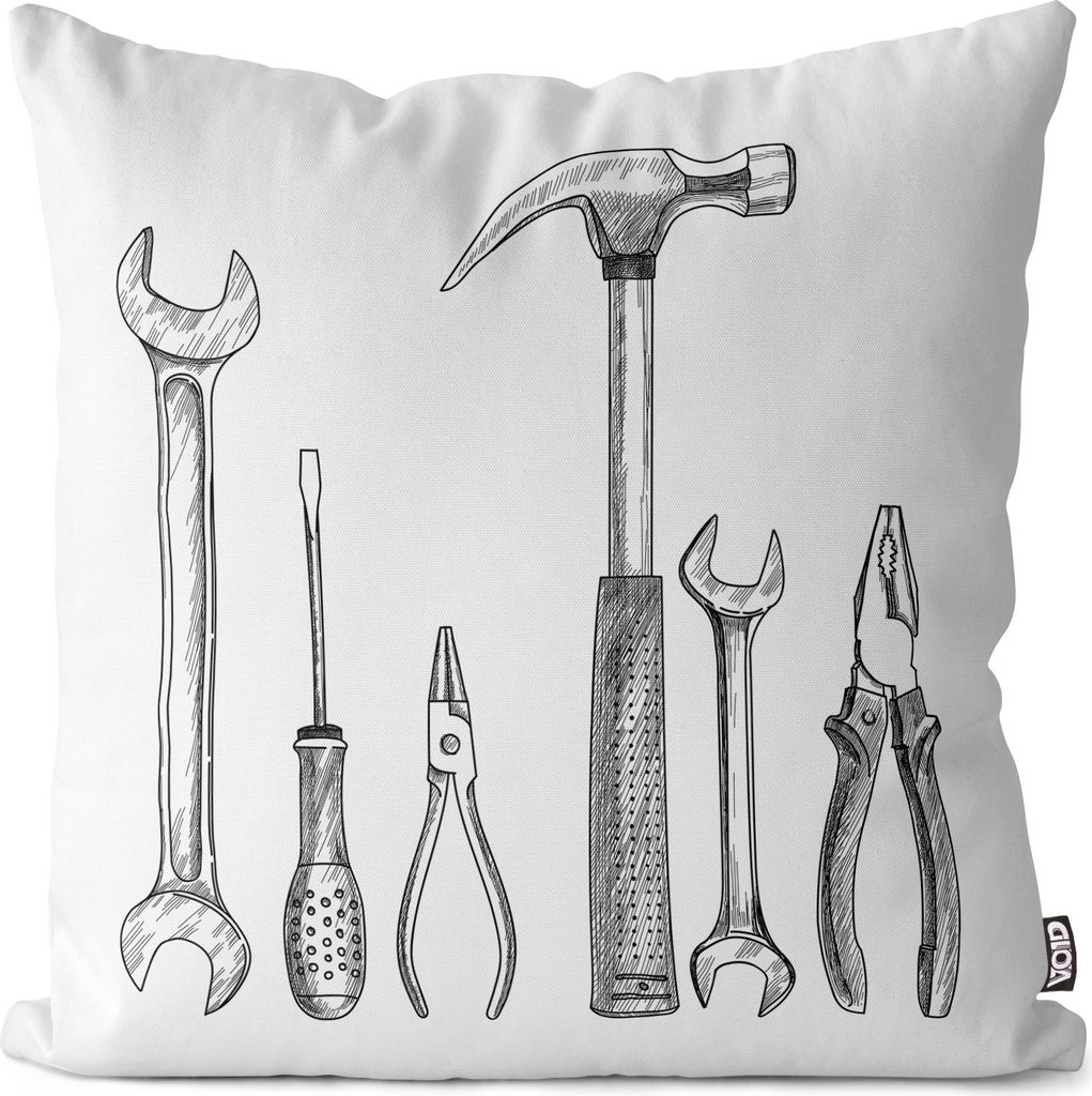 VOID Werkzeug Zeichnung Hammer Zange Kissenbezug Kissenhülle sofa couch wohnzimmer dekoration wasserfest Outdoor Garten Kissen bezug deko