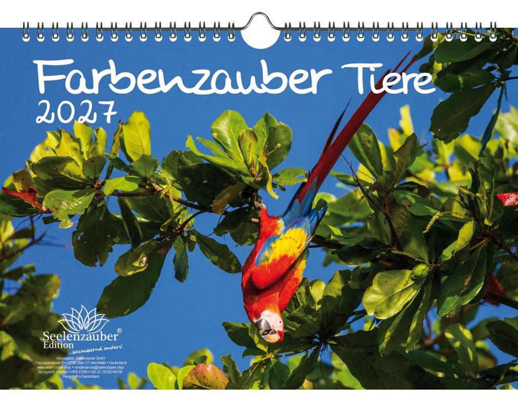 Farbenzauber Tiere DIN A4 Kalender für 2027 Farben Colours - Seelenzauber