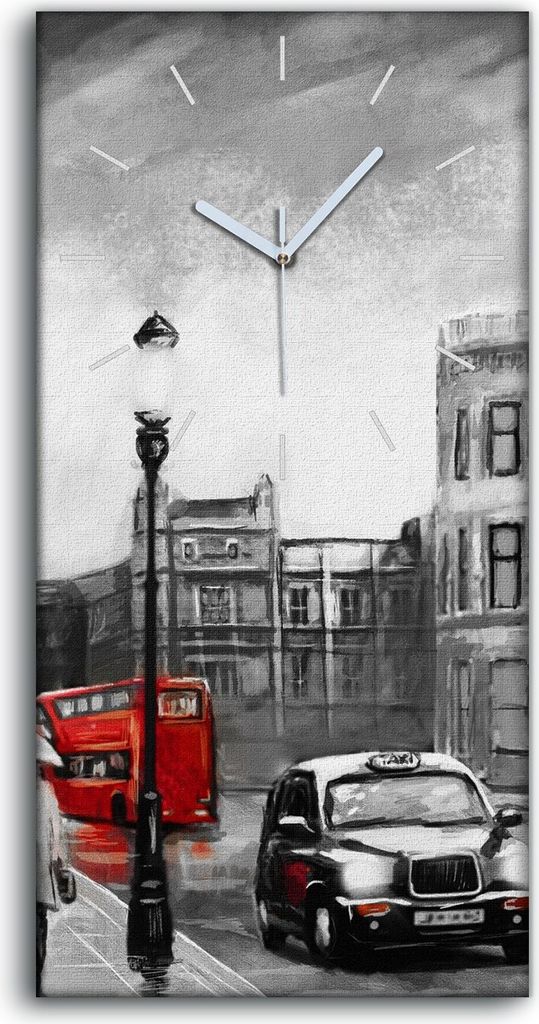 Küche Wohnzimmer Wand Leinwand Uhr Quarz 30x60 London Big Ben Straße Menschen - weiße Hände