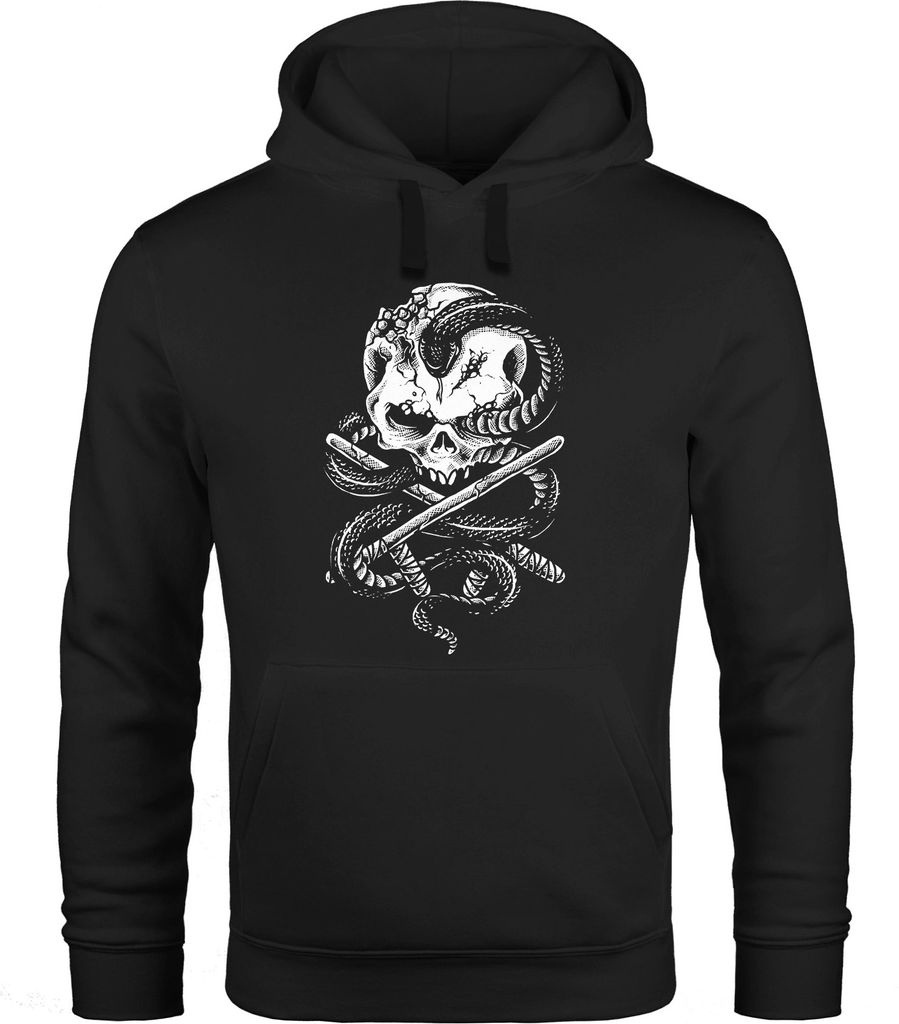 Hoodie Herren Totenkopf Schlange Skull Snake Neverless schwarz XXL